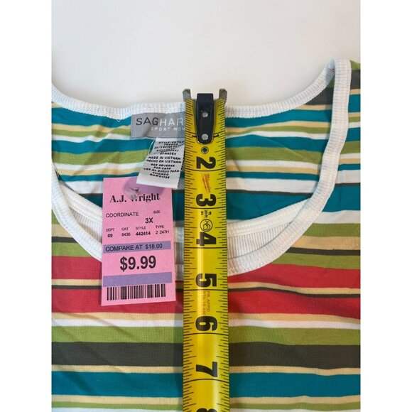 Sag Harbor Sport Women's Multicolor Striped Short Sleeve Shirt Size 3X NWT - Picture 6 of 14